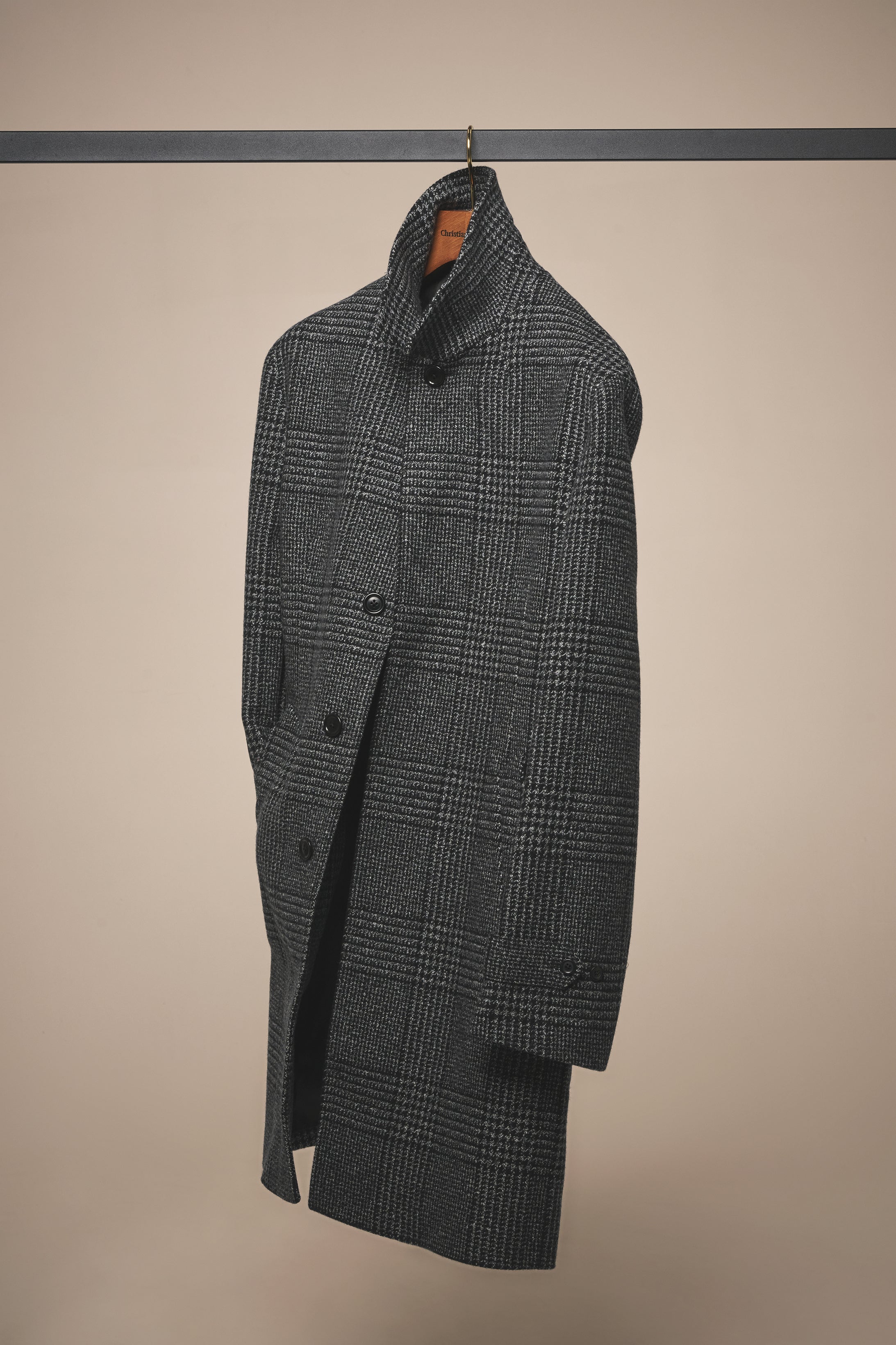Webster Overcoat - Wool and Cashmere - Slate Grey Prince of Wales