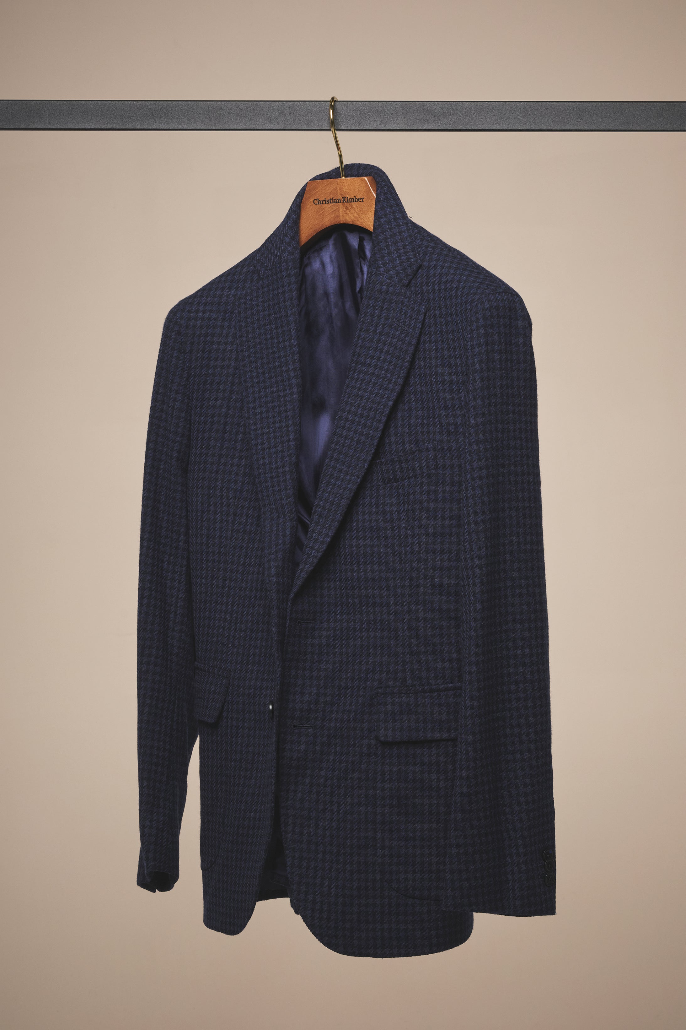Apollo Blazer - Wool and Silk - Navy and Black Houndstooth