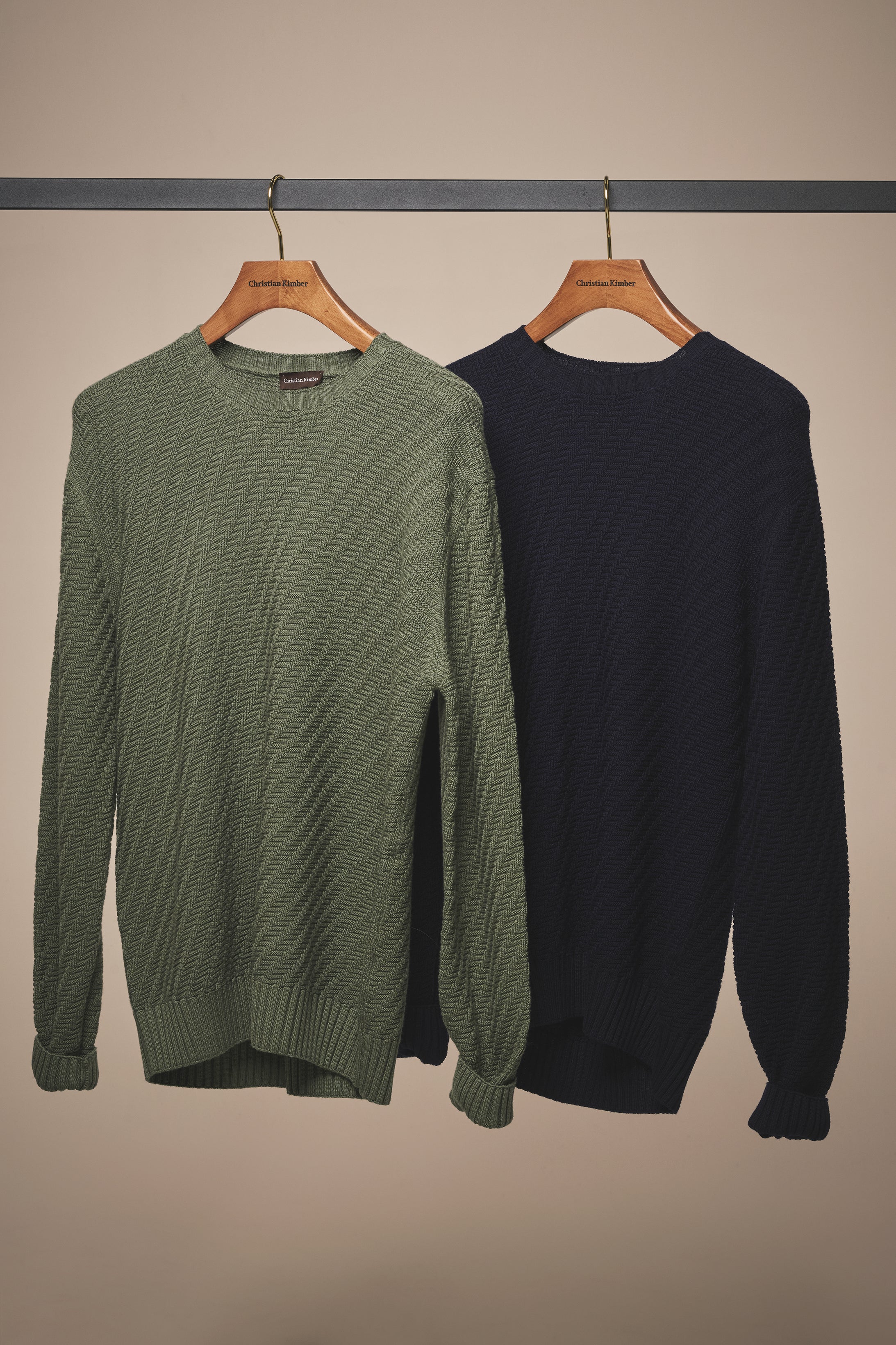 Basketweave Crew Neck Sweater - Wool - Deep Navy Blue
