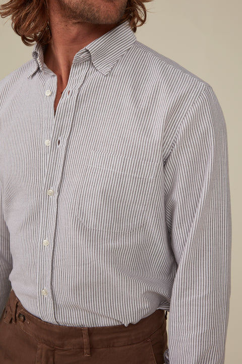 Essential Oxford Shirt - Coffee Stripe
