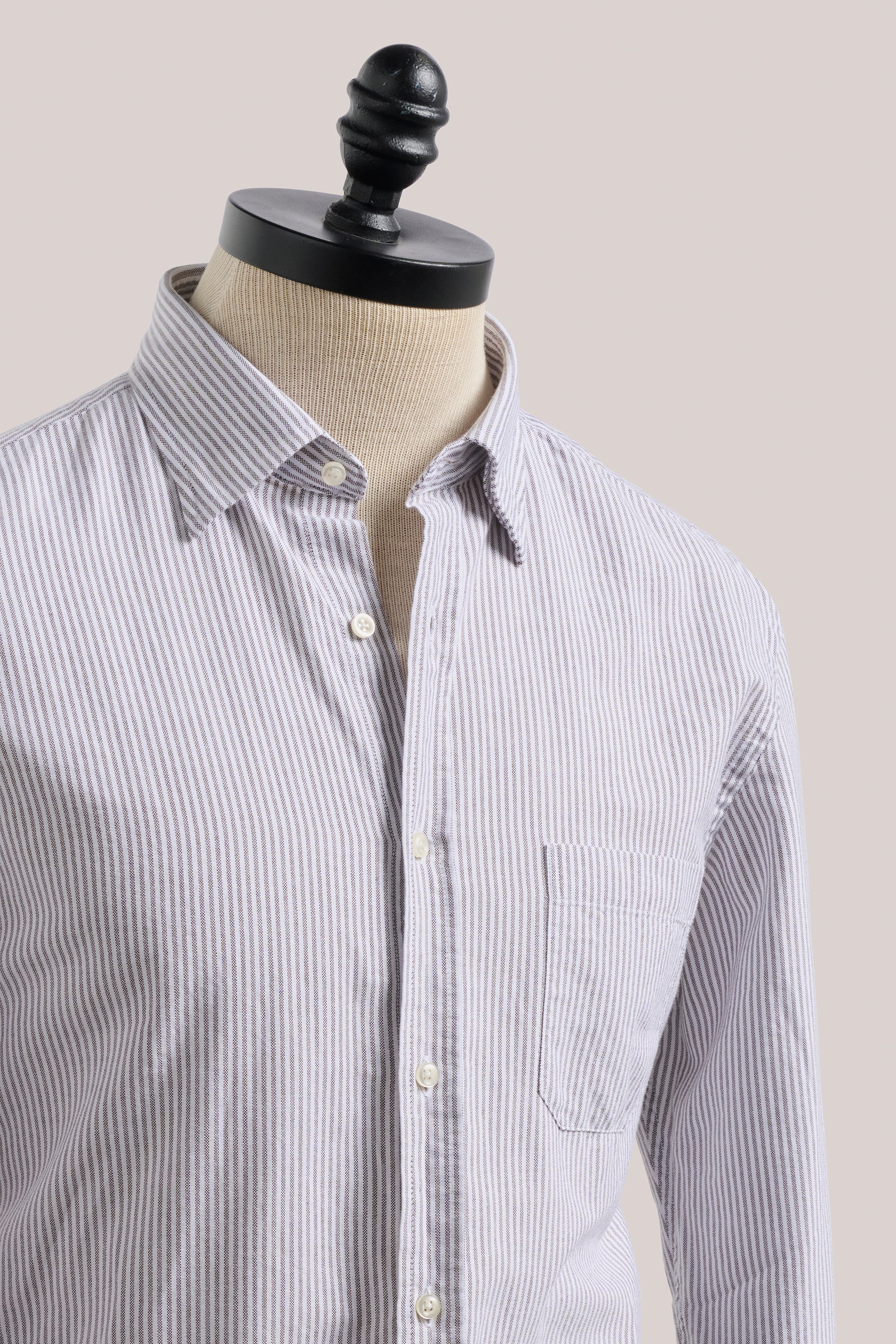 Fenner Essential Oxford Shirt - Walnut Stripe