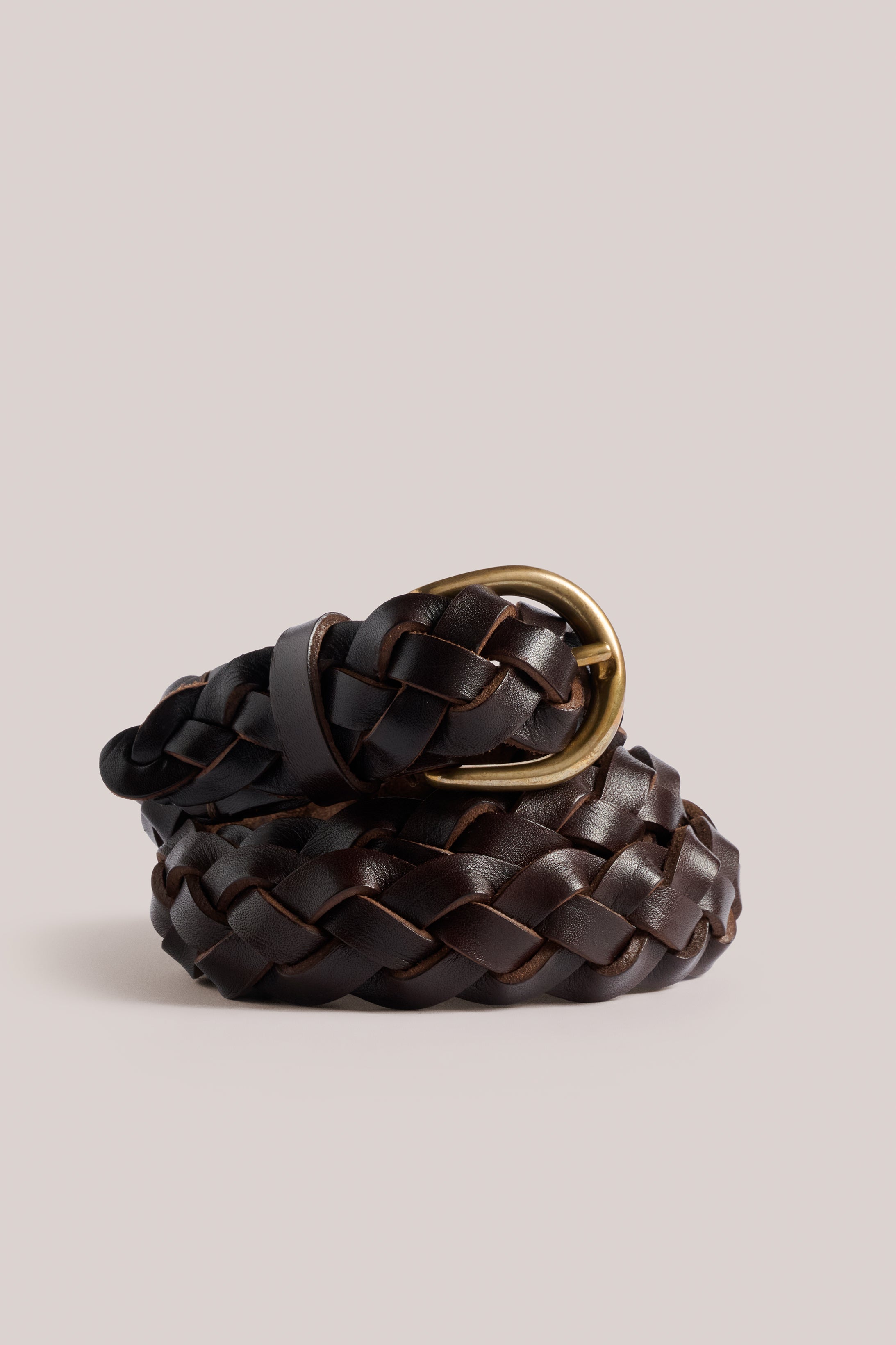 Woven belt - Leather - Chocolate/Gold
