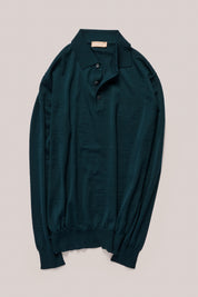 Rye Paperweight Merino Long Sleeve Polo - Forest