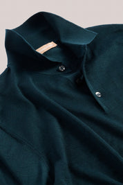 Rye Paperweight Merino Long Sleeve Polo - Forest