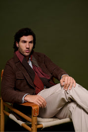Wide Cashmere scarf - Red/Brown/Taupe