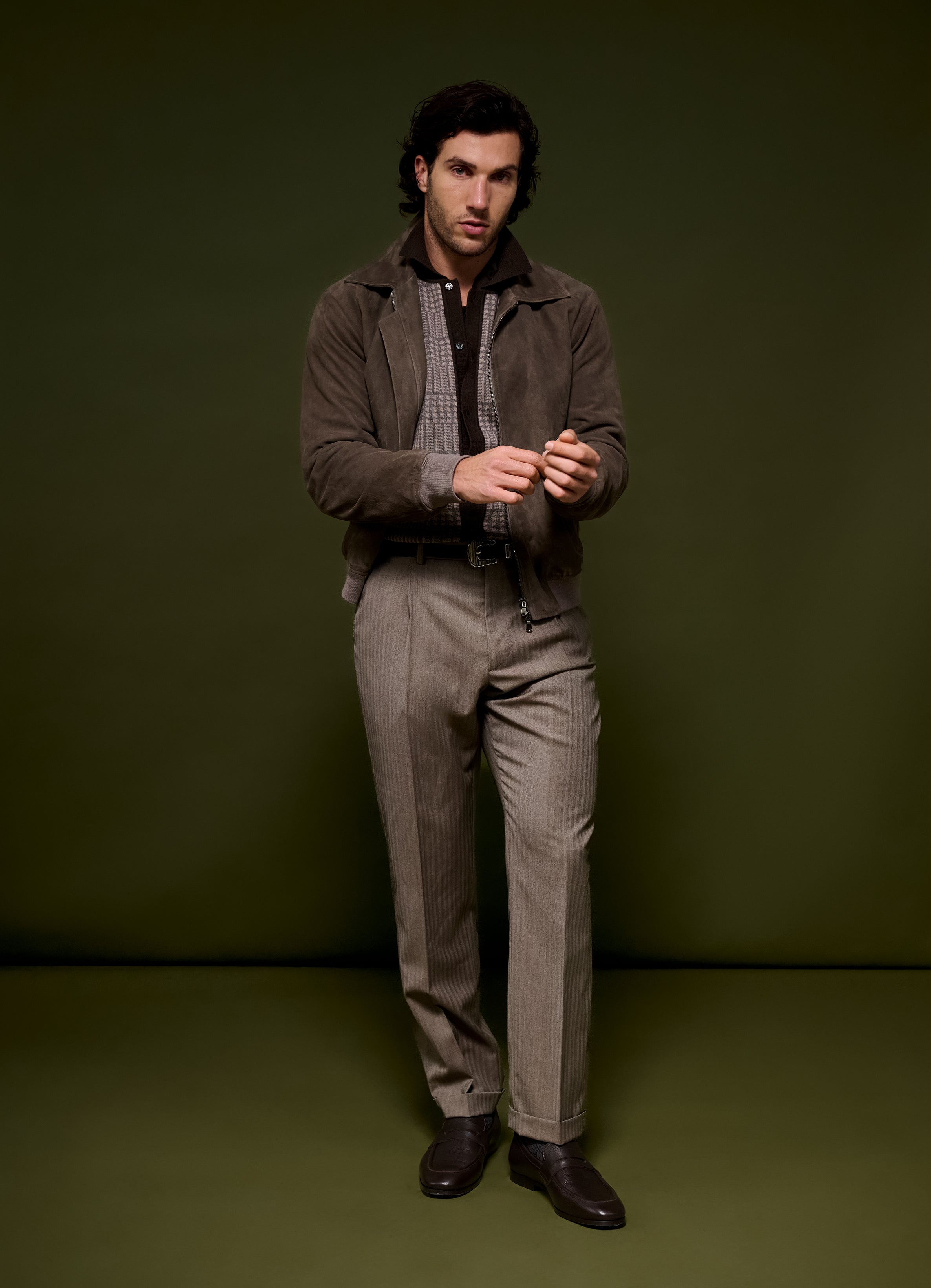 Suede Bomber - Taupe