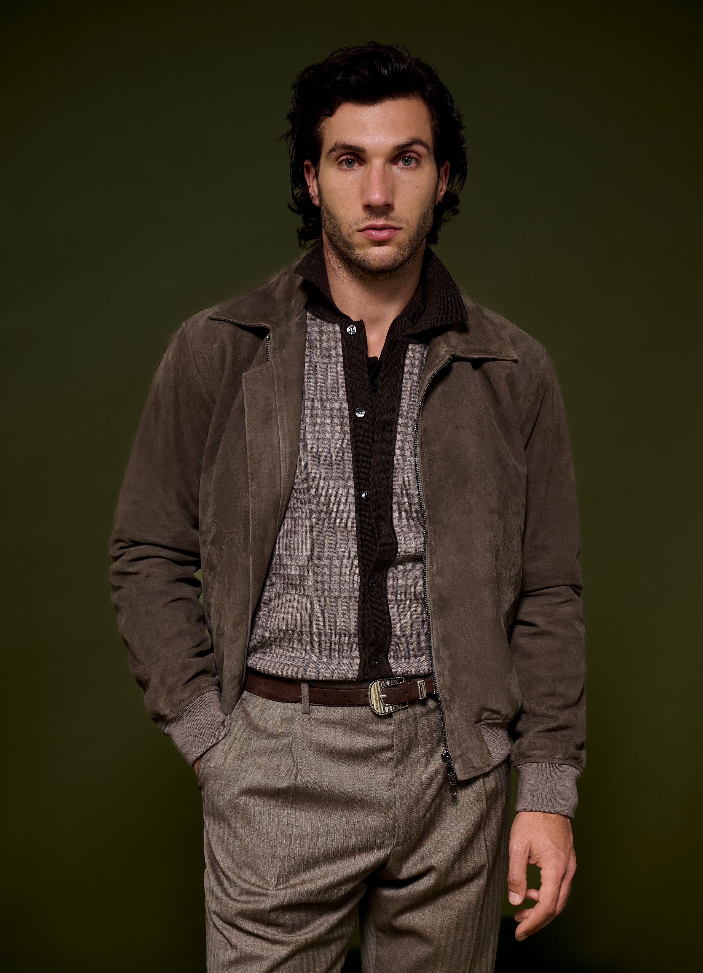 Suede Bomber - Taupe