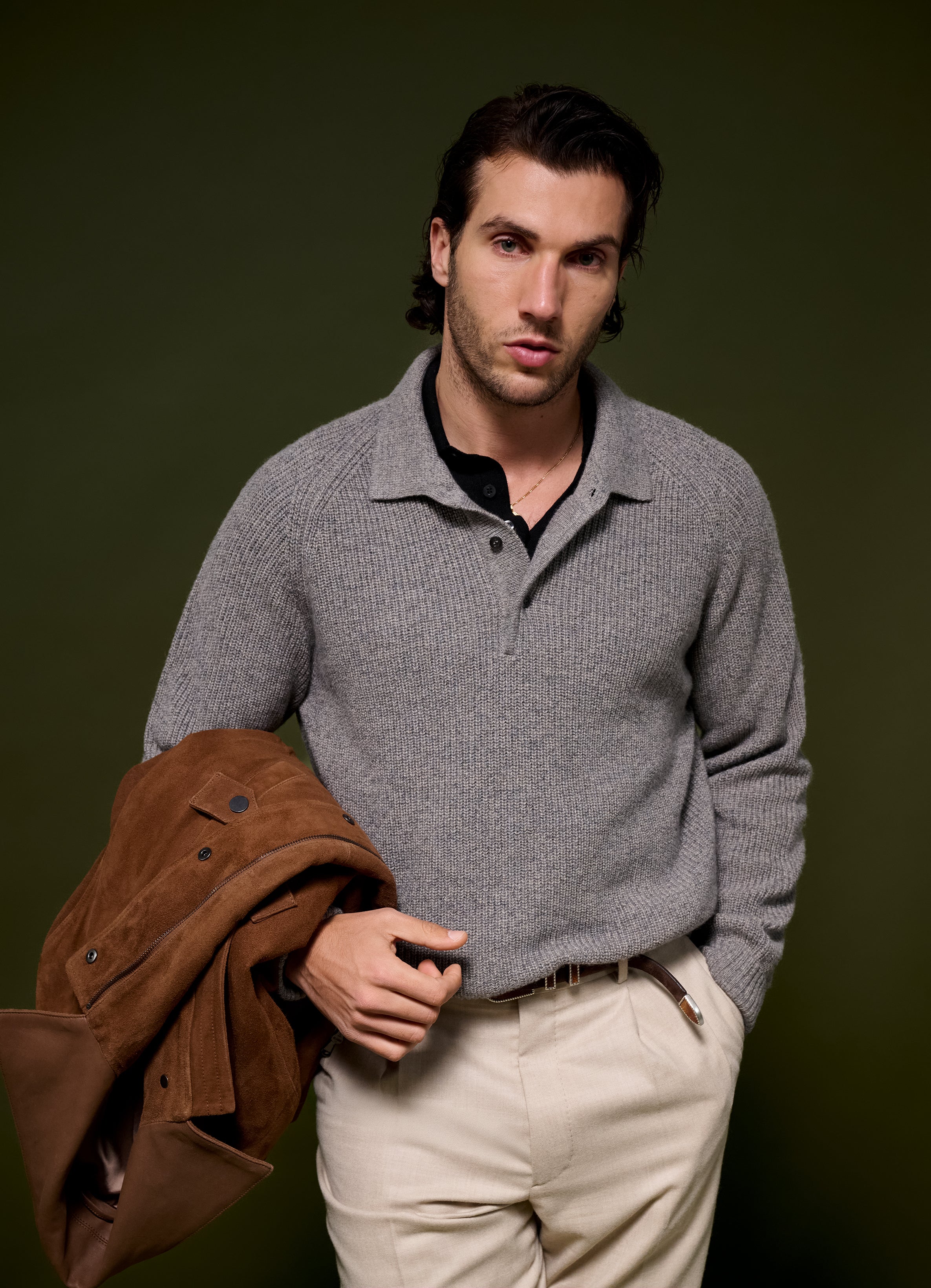 Merricks - Cashmere Polo - Grey Melange