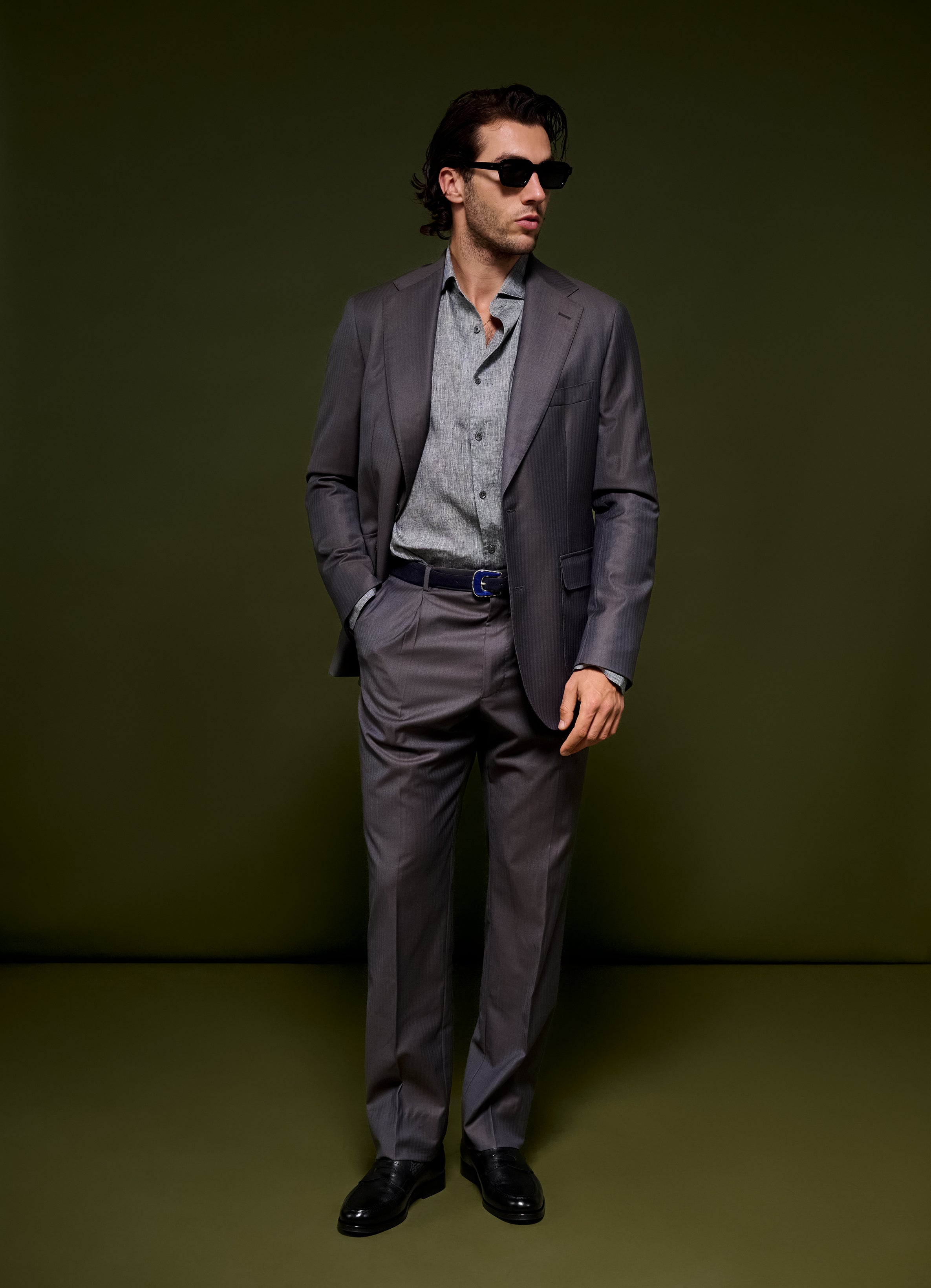 Bronte Linen Evening Shirt - Charcoal