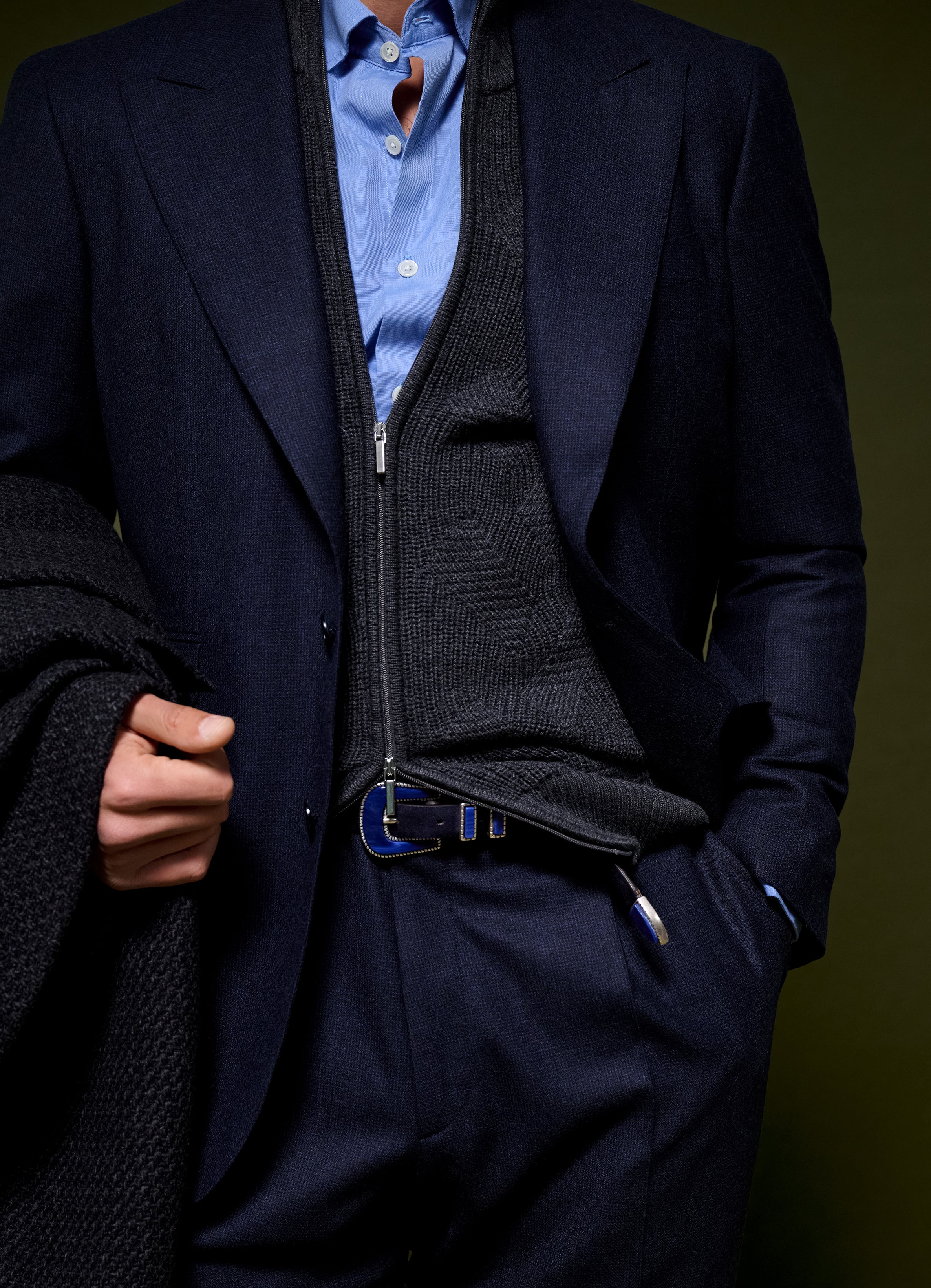 Kirk's Wool Zip Cardigan - Charcoal
