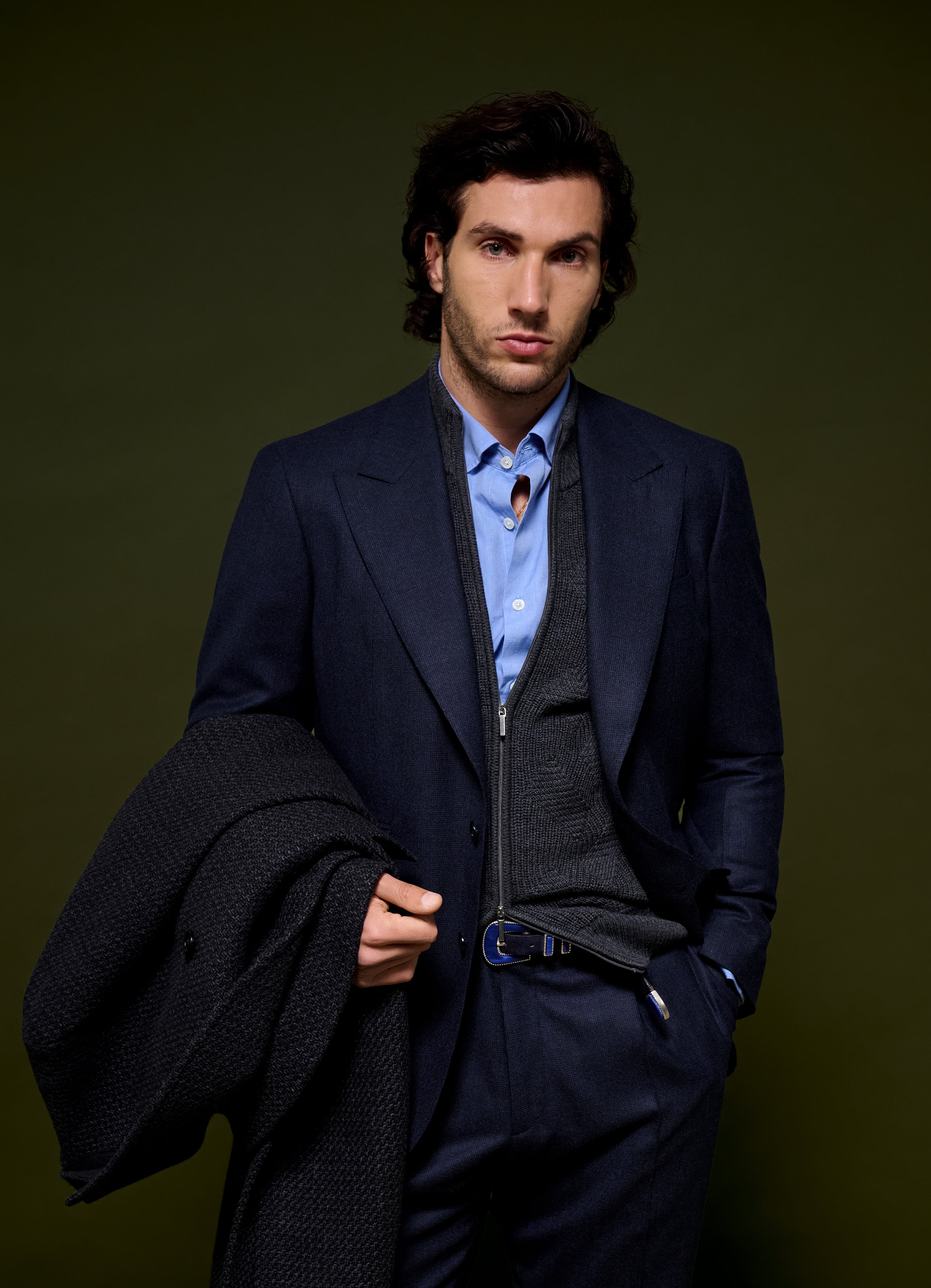 Kirk's Wool Zip Cardigan - Charcoal