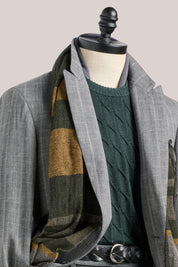 Cashmere Scarf - Green/Grey/Yellow