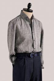 Bronte Linen Evening Shirt - Charcoal