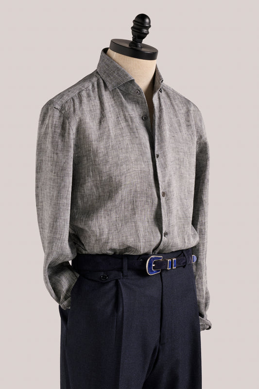 Bronte Linen Evening Shirt - Charcoal