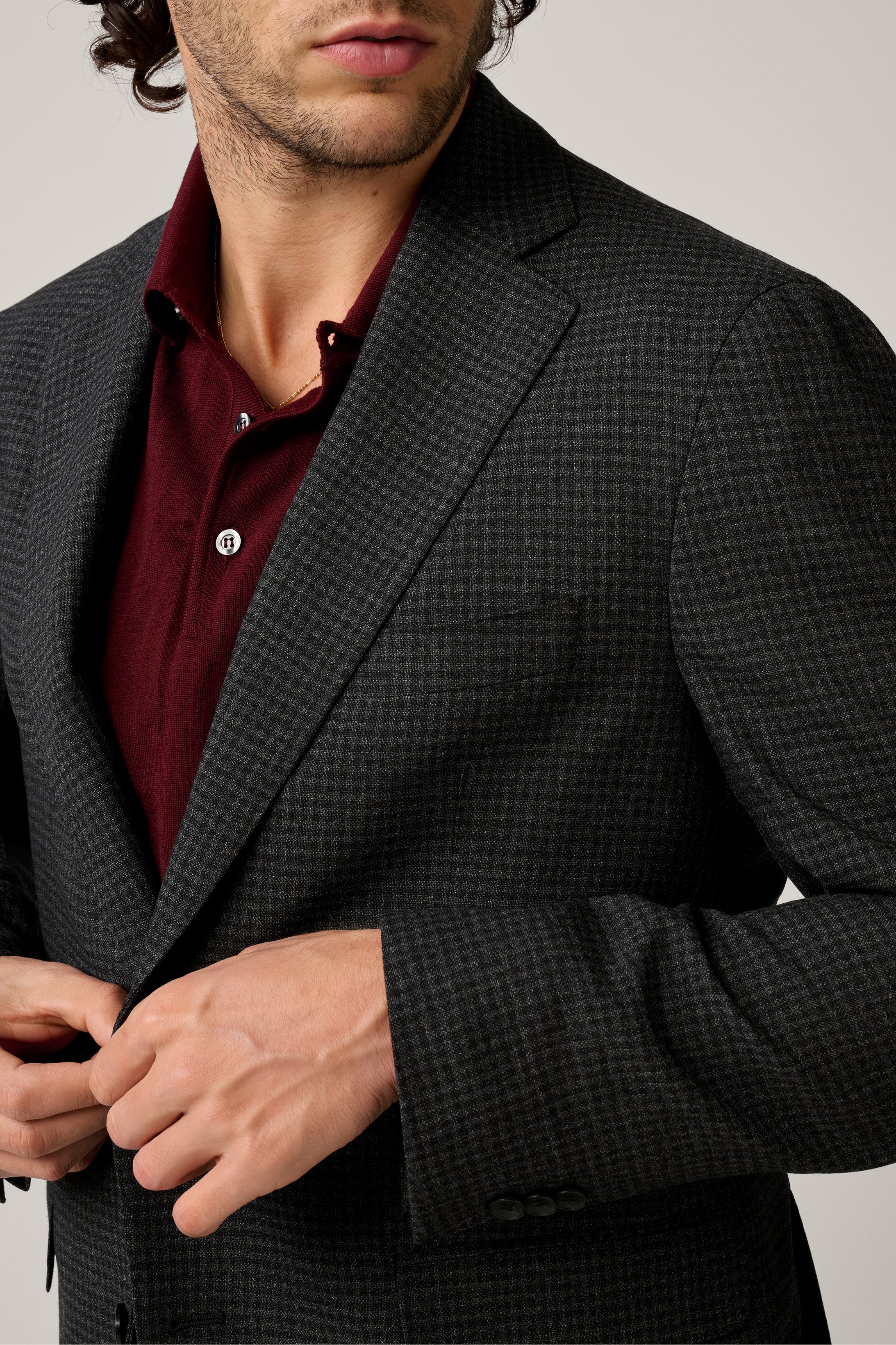 Apollo Unstructured Blazer - Wool - Black and Grey Check