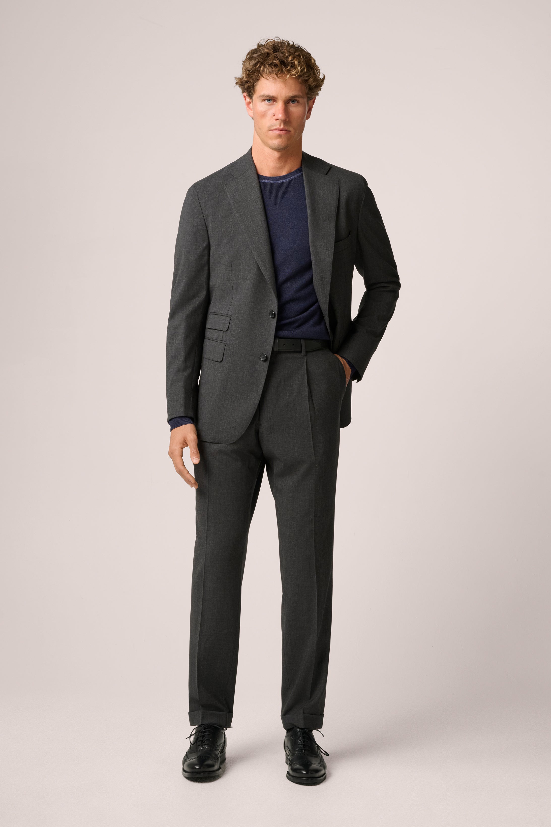Travel Suit Blazer - Crease-Free Wool - Charcoal Grey