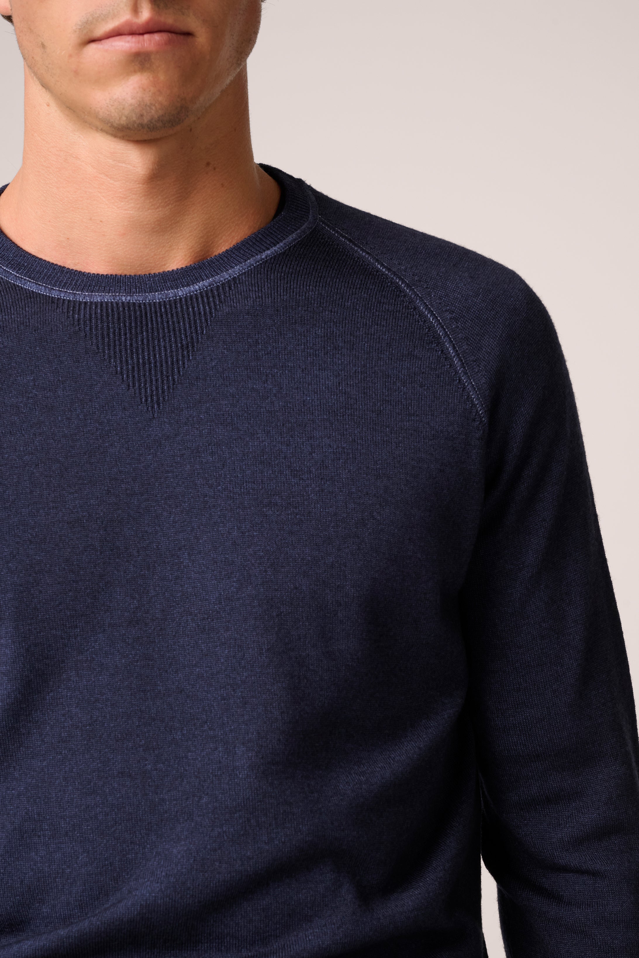 Alcott Raglan Crew Sweater - Wool - Vintage Wash Indigo Blue