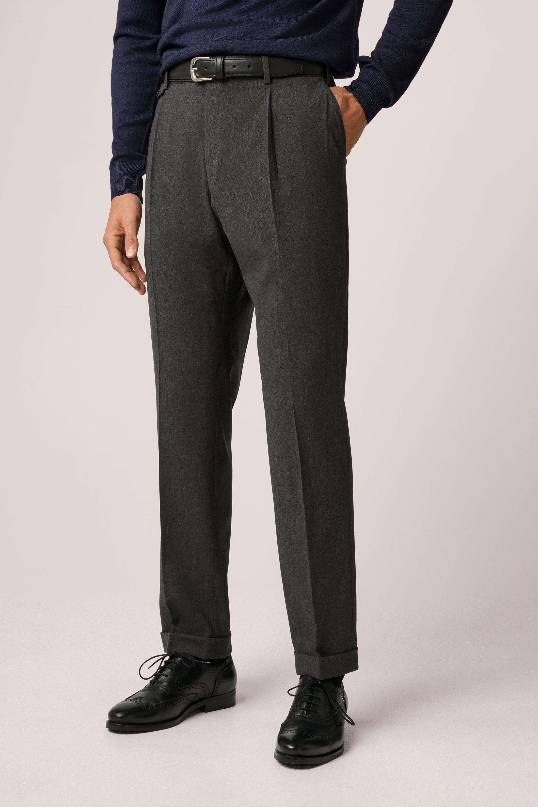 Travel Suit Trousers - Crease-Free Wool - Charcoal Grey