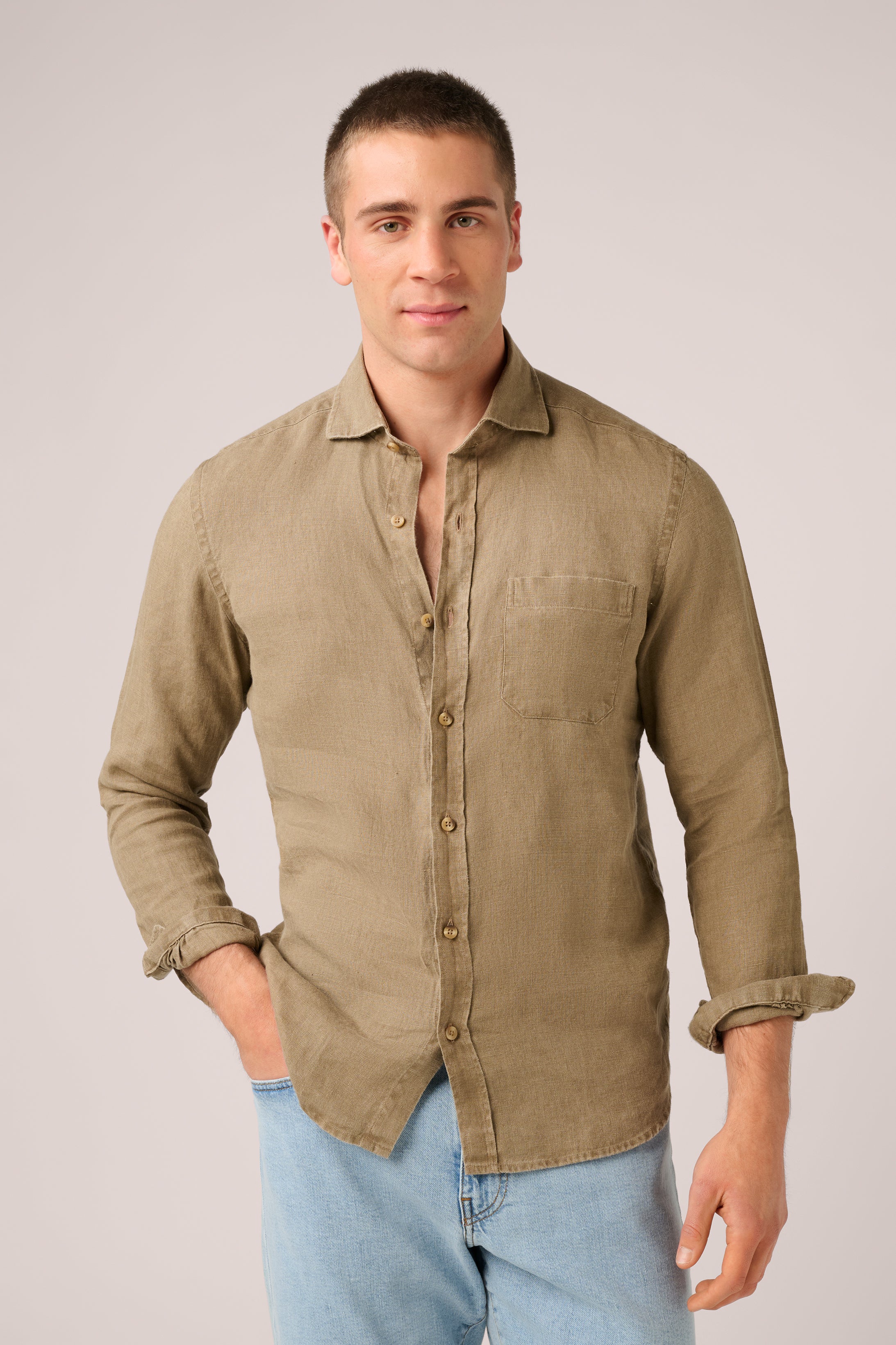 Vintage Shirt - Italian Linen - Washed Camel (Pre-Order)