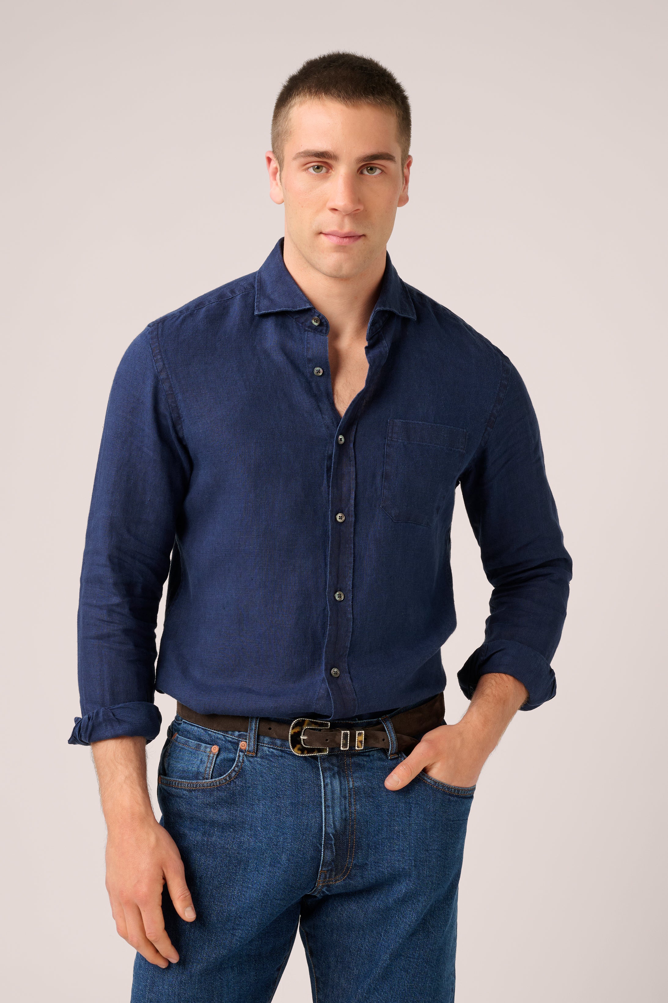 Vintage Shirt - Italian Linen - Washed Navy (Pre-Order)