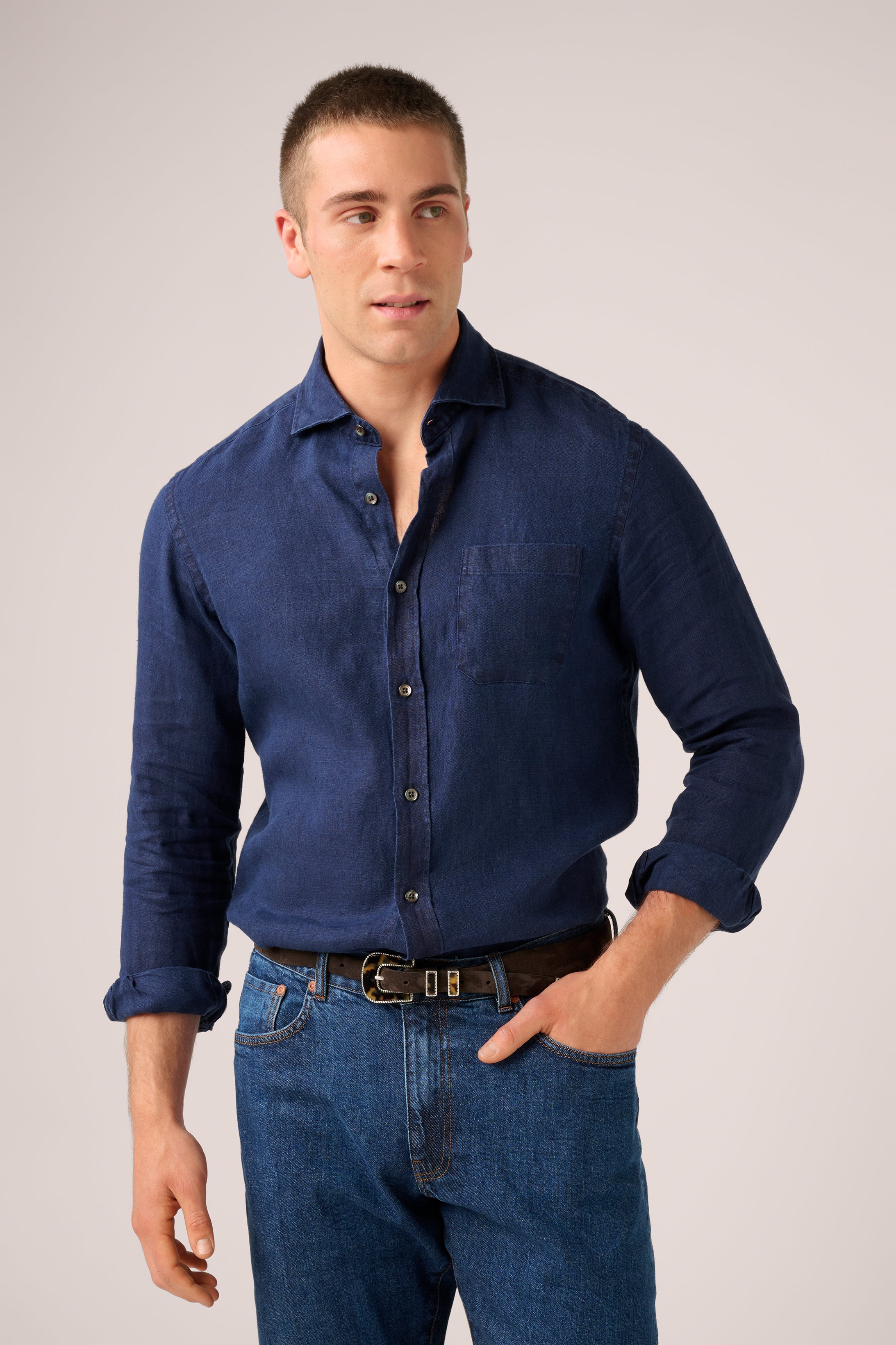 Vintage Shirt - Italian Linen - Washed Navy (Pre-Order)