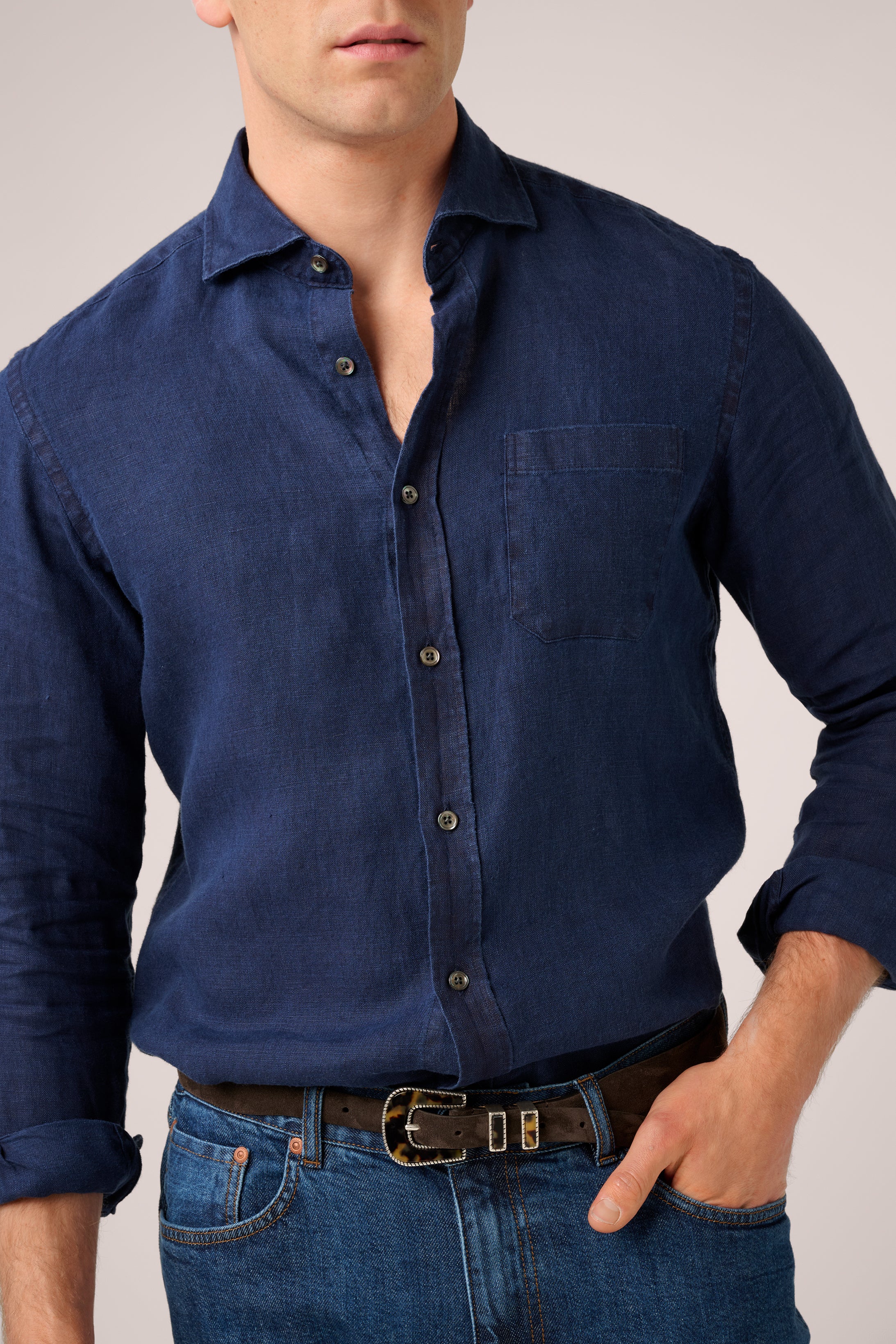 Vintage Shirt - Italian Linen - Washed Navy (Pre-Order)