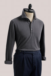 Hastings Long Sleeved Polo - Garment-Dyed Charcoal