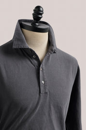 Hastings Long Sleeved Polo - Garment-Dyed Charcoal