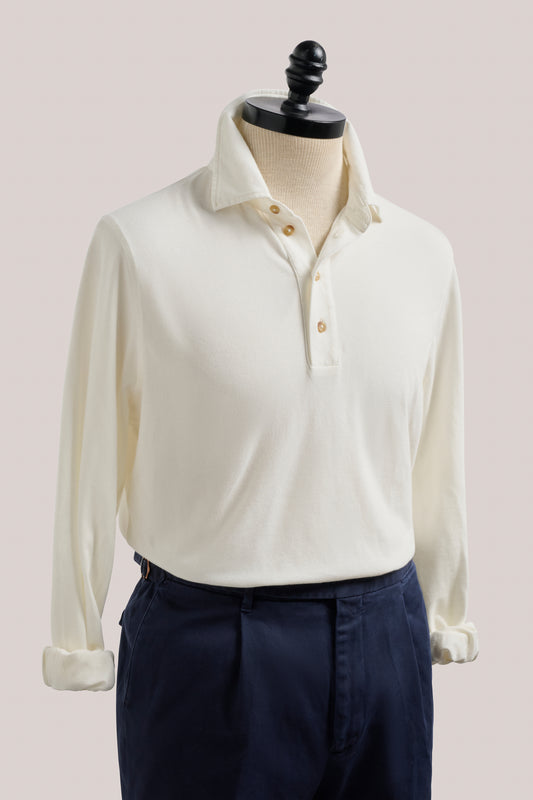 Hastings Long Sleeved Polo - Off White