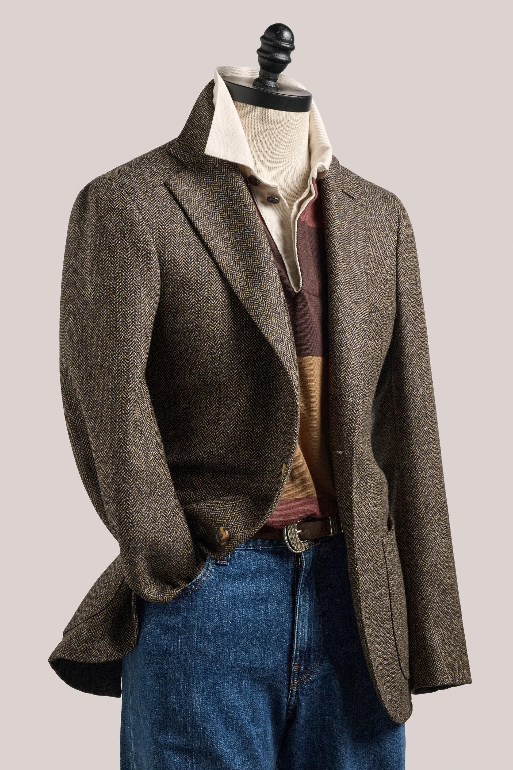 Naples Blazer - Wool/Cashmere - Brown Herringbone