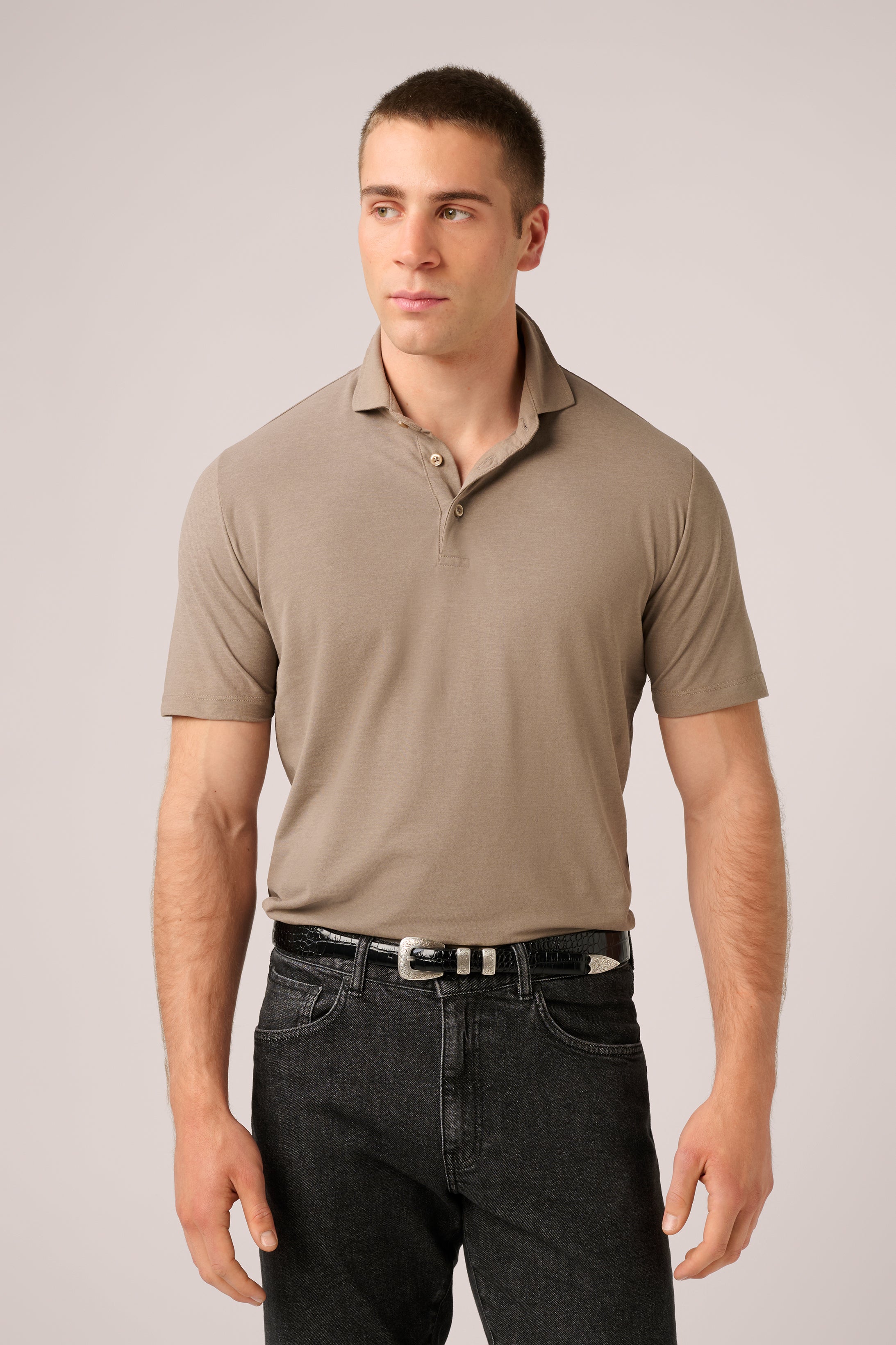 Short-Sleeved Polo - Ice Cotton - Taupe
