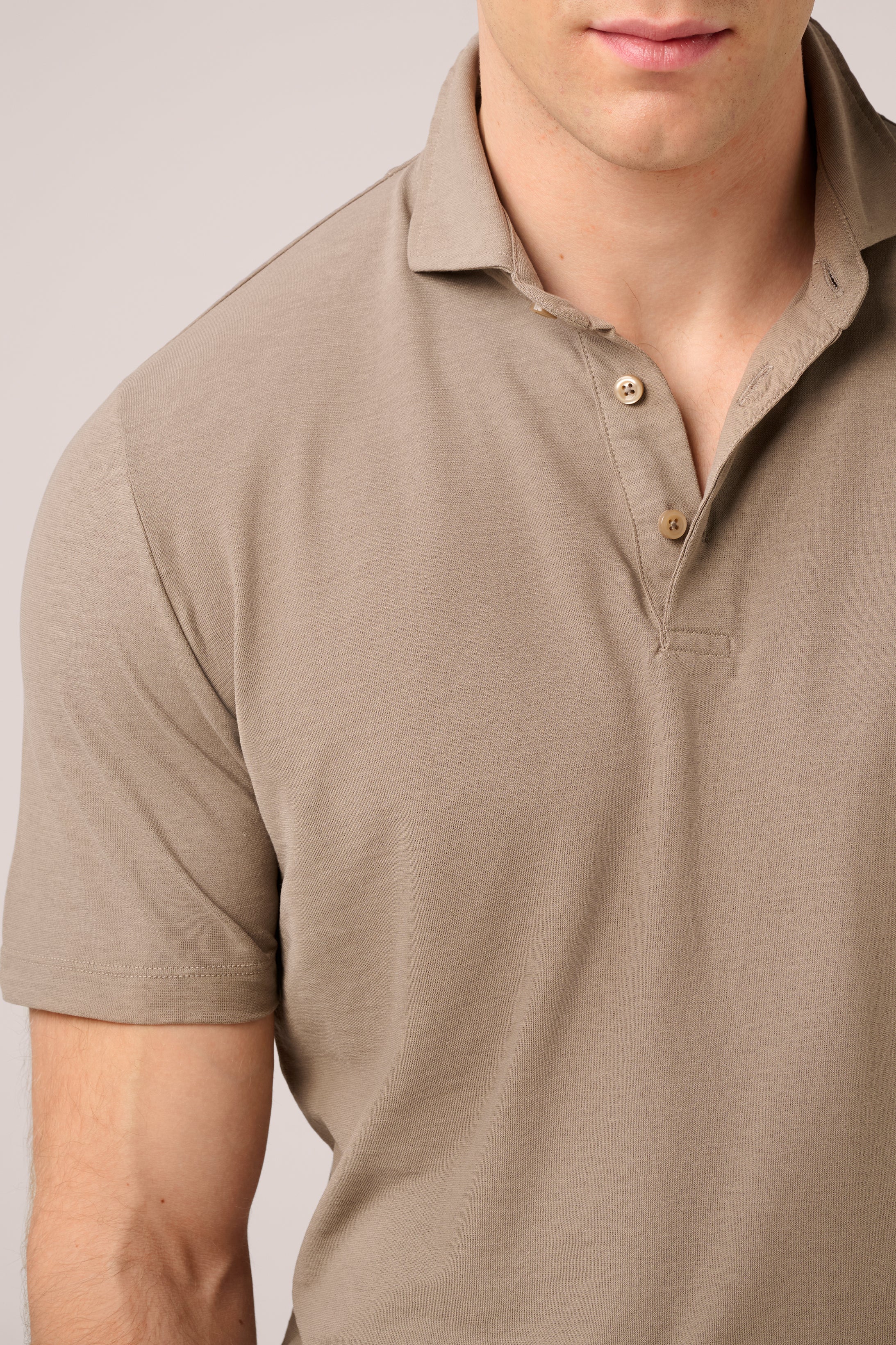 Short-Sleeved Polo - Ice Cotton - Taupe
