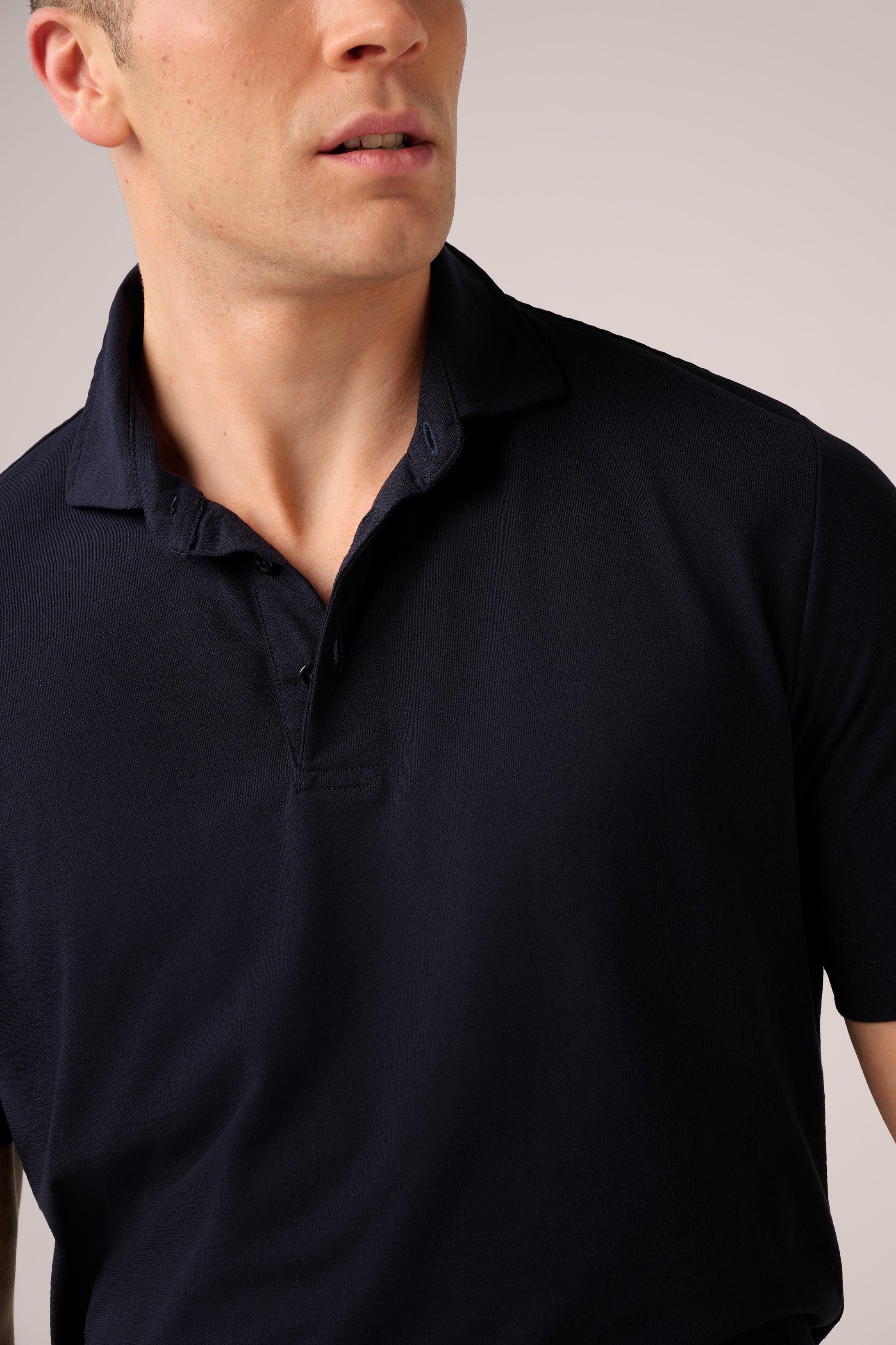 Short-Sleeved Polo - Ice Cotton - Navy Blue