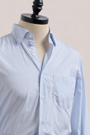 Italian Fine Stripe Work Shirt - Blue