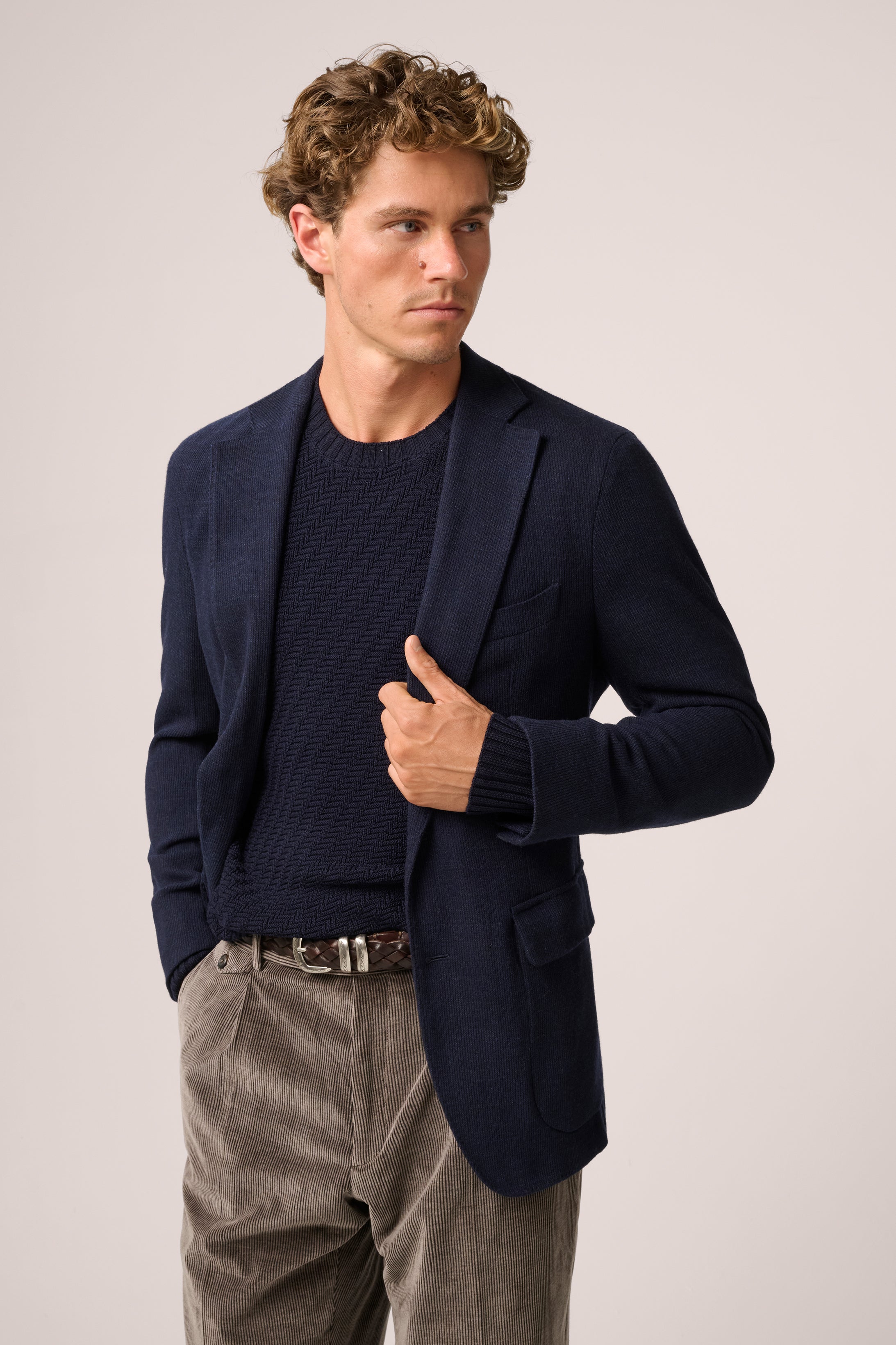 Apollo Deconstructured Blazer - Wool/Cashmere Jersey - Navy Blue