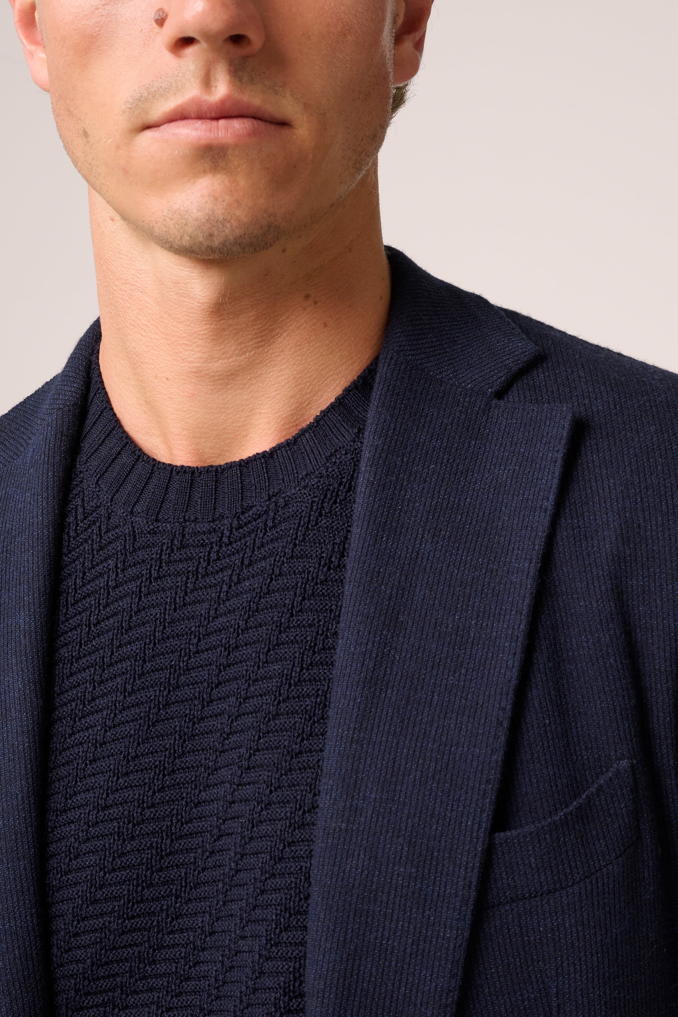 Apollo Deconstructured Blazer - Wool/Cashmere Jersey - Navy Blue