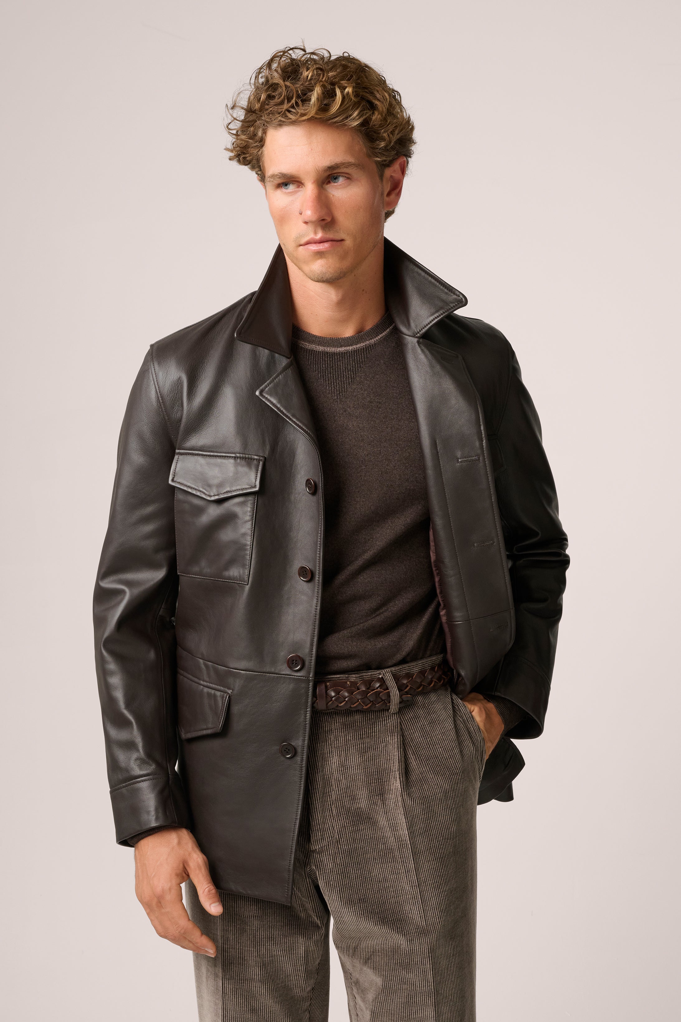 Kingsford Field Jacket - Leather - Chocolate Brown