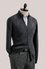 Kirk's Wool Zip Cardigan - Charcoal
