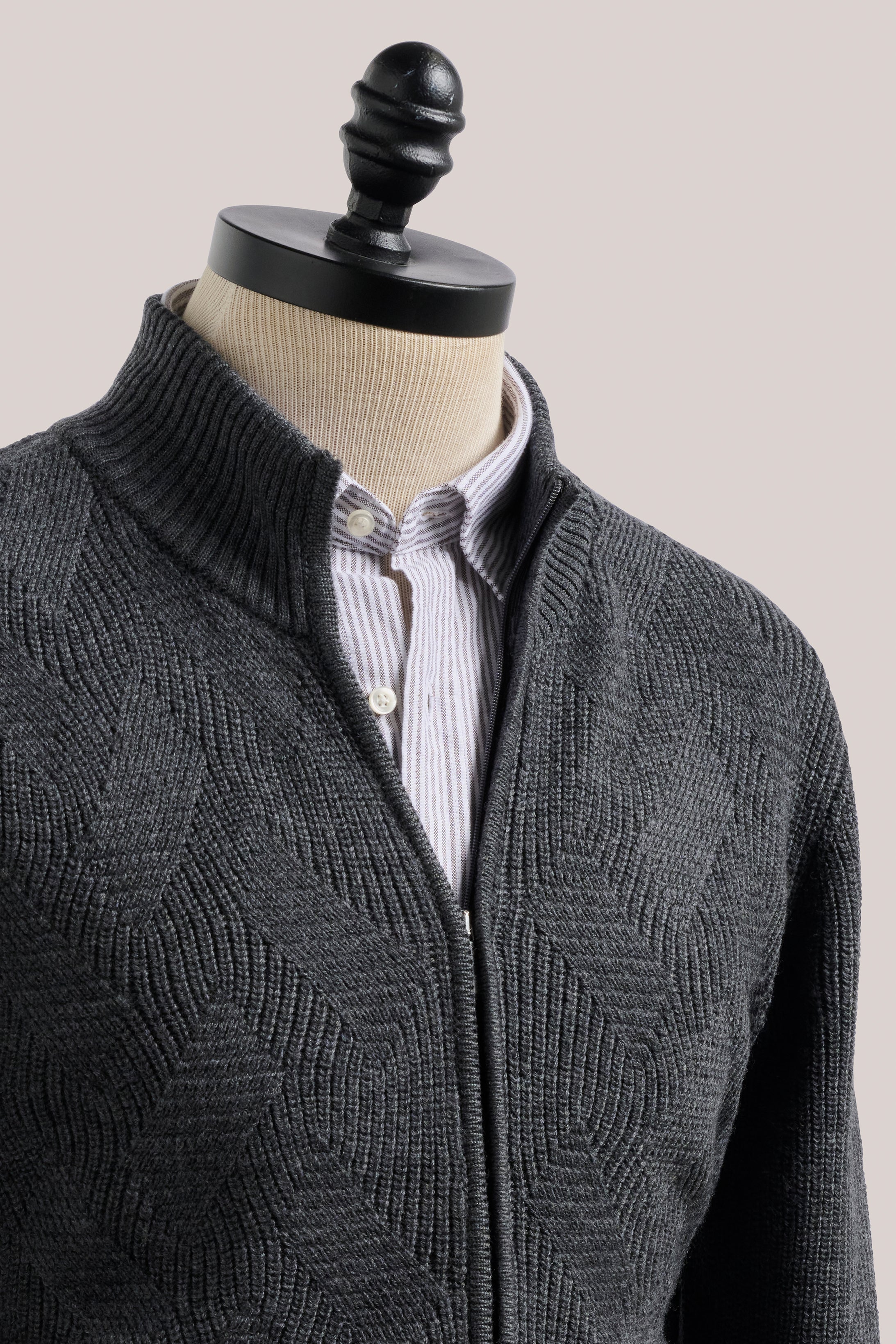 Kirk's Wool Zip Cardigan - Charcoal