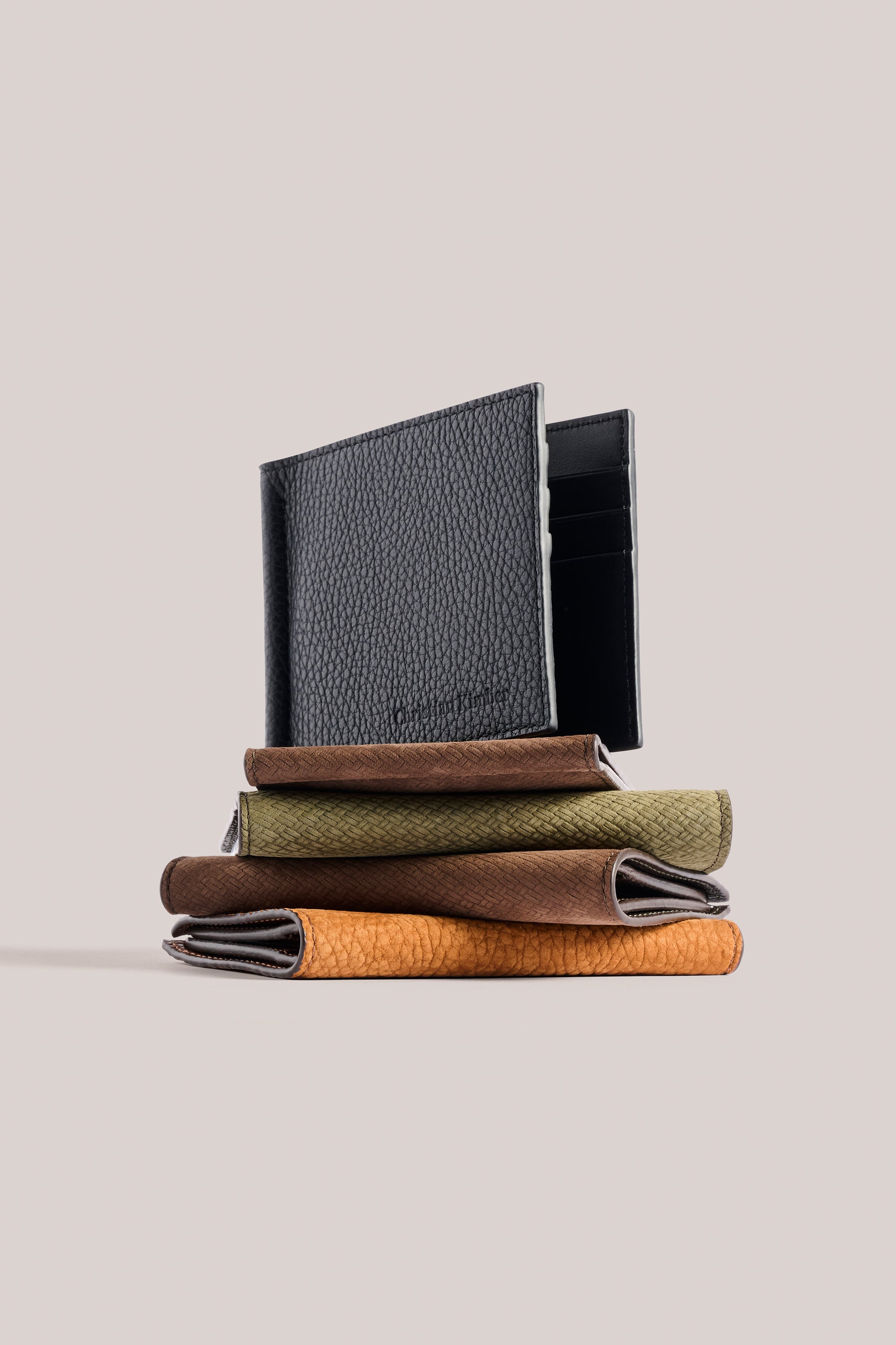 Jacket Wallet - Olive Stamped Nubuck Leather