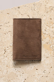 Jacket Wallet - Chocolate Stamped Nubuck Leather