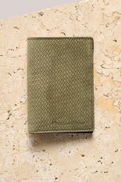 Jacket Wallet - Olive Stamped Nubuck Leather