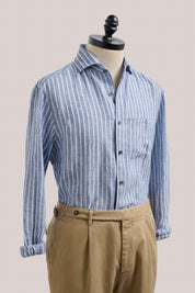 Holiday Shirt - Linen - Blue Stripe
