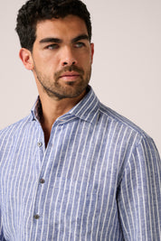 Holiday Shirt - Linen - Blue Stripe