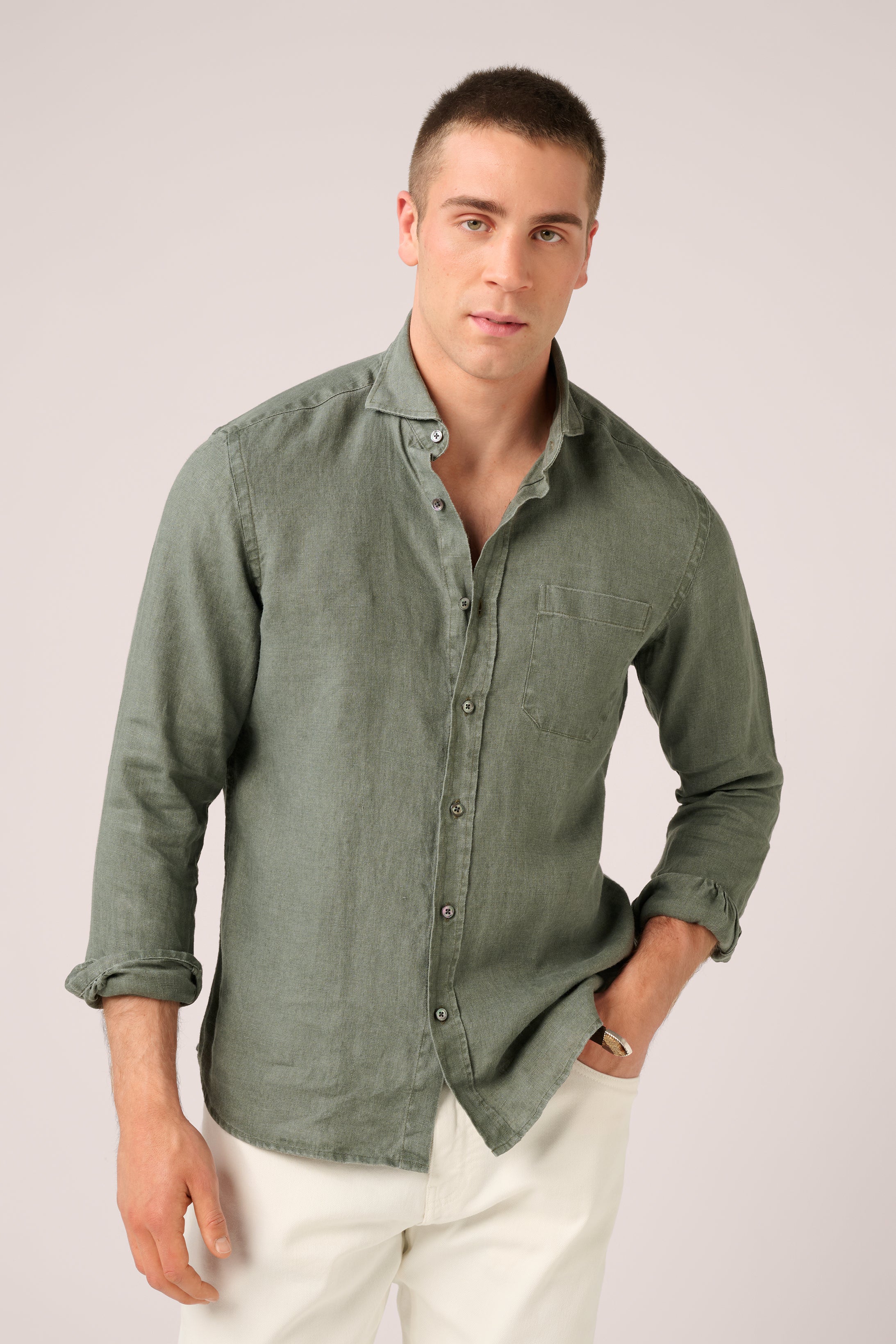 Vintage Shirt - Italian Linen - Washed Olive (Pre-Order)