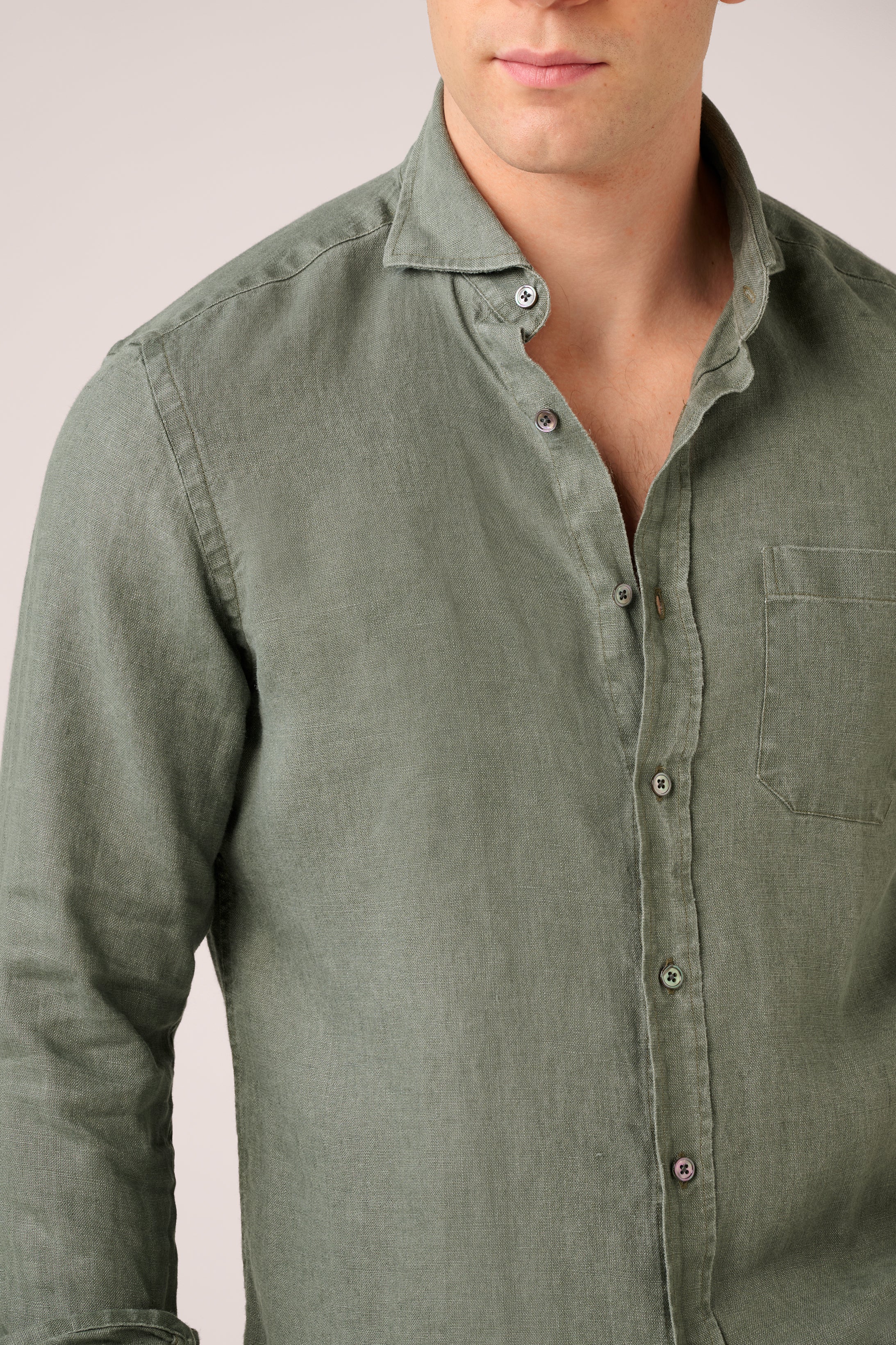 Vintage Shirt - Italian Linen - Washed Olive (Pre-Order)