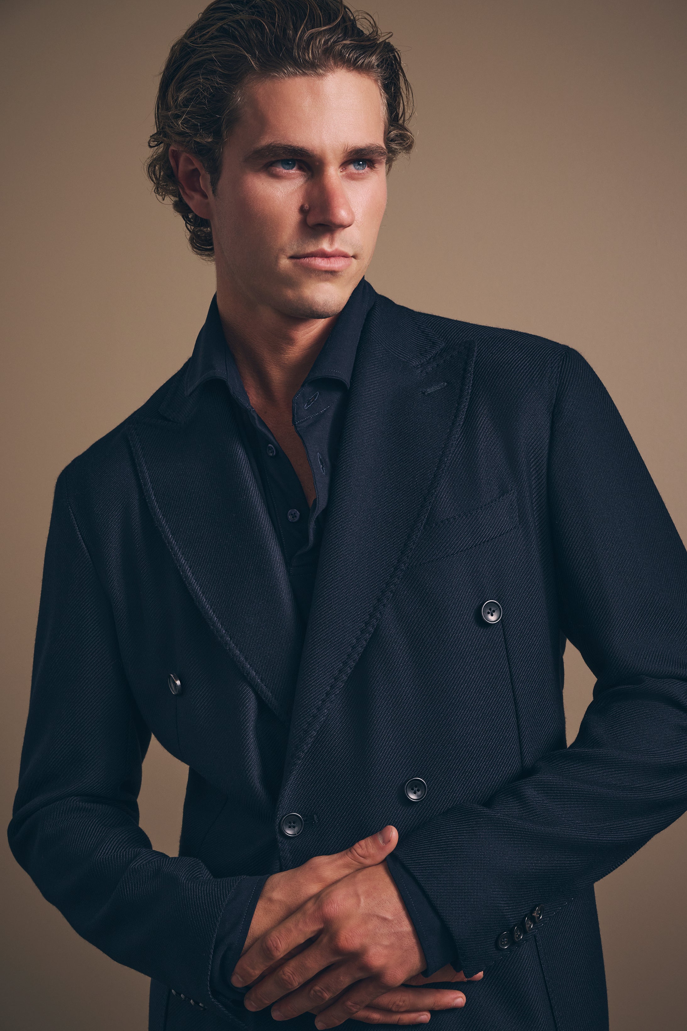 Naples Blazer Double Breated -Navy Wool Twill