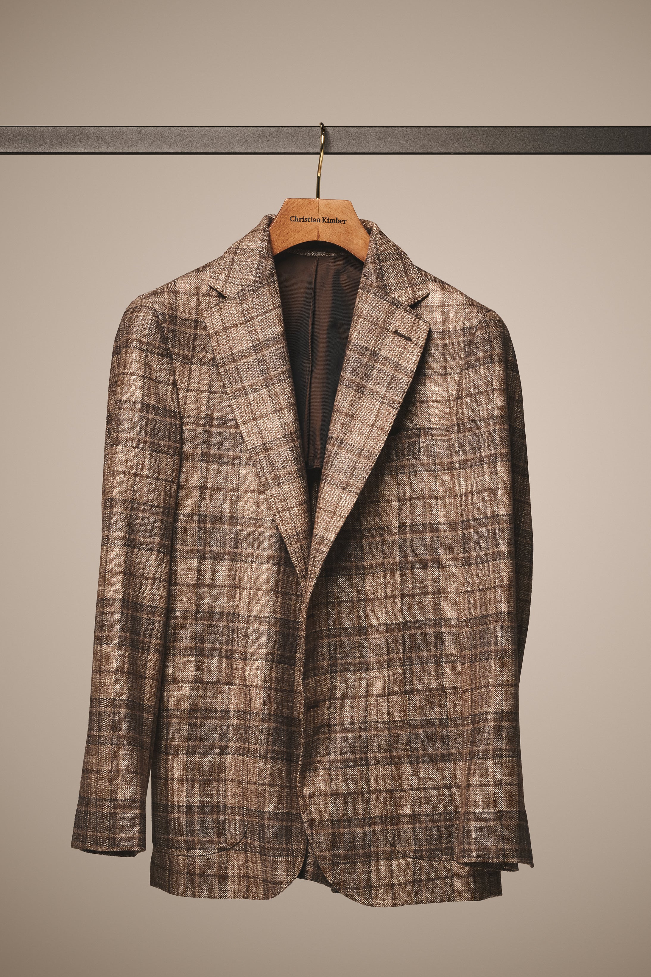 Naples Blazer - Wool, Silk & Cashmere - Light Brown Madras Check