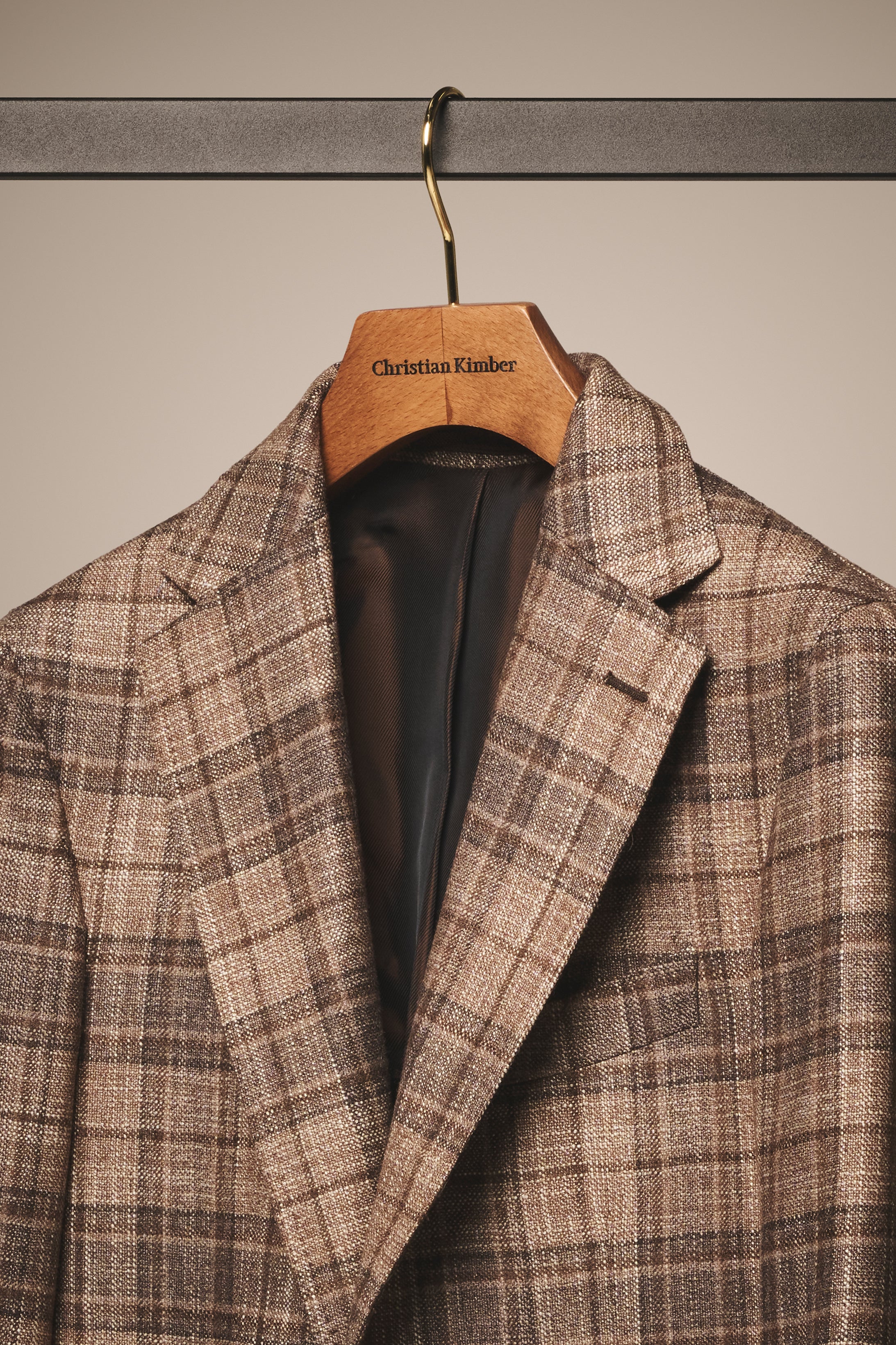Naples Blazer - Wool, Silk & Cashmere - Light Brown Madras Check