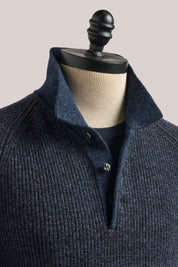 Merricks - Cashmere Polo - Melange Navy Brown